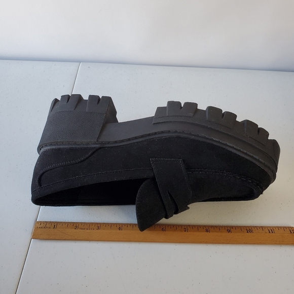 Asos Design Script Loafers Size 10 Lug Sole Chunky Black Slip-on Shoes Academia - Picture 13 of 15